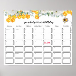 Poster Nid d'abeille floral | Fête de naissance Anniversa