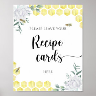 Poster Nids d'abeilles - Votre carte de recette ici affic