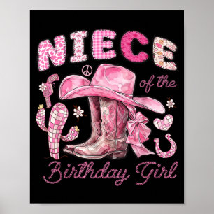 Poster Nièce de la vache fille d'anniversaire Rodeo Cow G