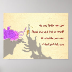 Poster Nietzsche Citation Dessin Qui Lutte Contre Les Mon