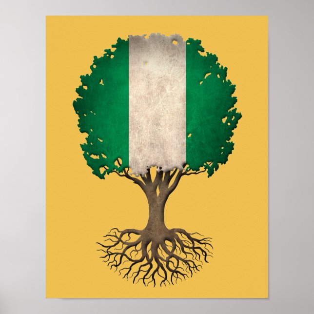Poster Nigeria Drapeau Arbre de Vie Personnalisable (Devant)