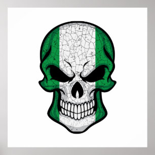 Poster Nigeria Drapeau crâne souriant