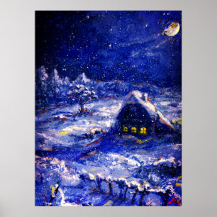 Poster Night. Croissant Lune. Hiver. Russie