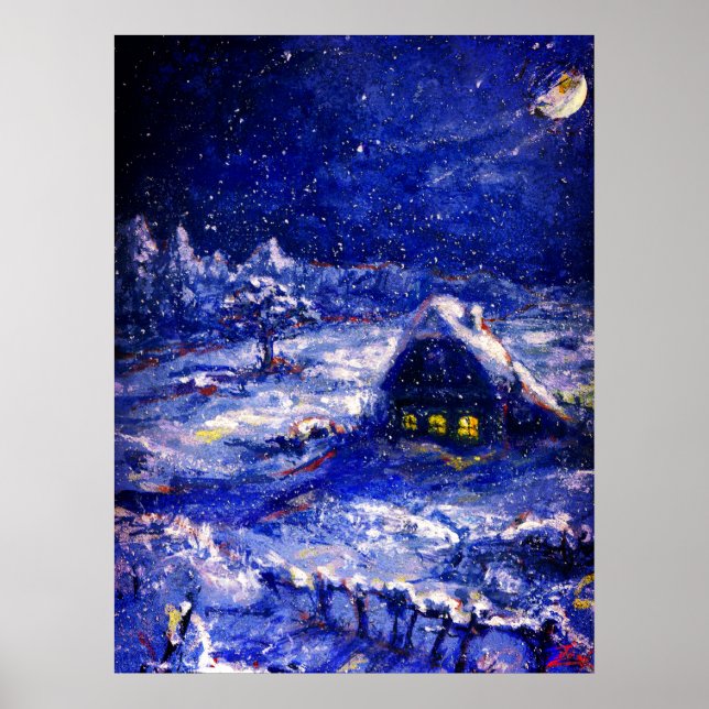 Poster Night. Croissant Lune. Hiver. Russie (Devant)