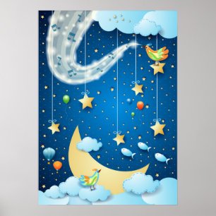 Poster Night of music and big moon