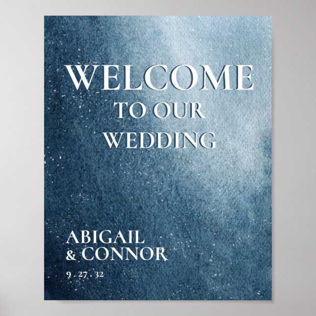 Poster Night Sky Stars Marine Bleu Blanc Welcome Mousse B (Devant)