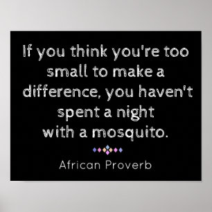 Poster Night with Mosquito - African proverb - print