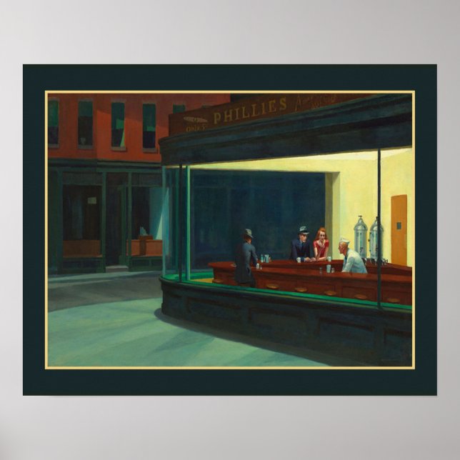 Poster "Nighthawks" Edward Hopper (Devant)