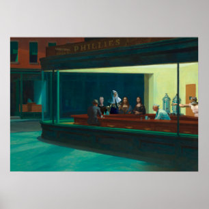 Poster Nighthawks - Time travellers - Edward Hopper