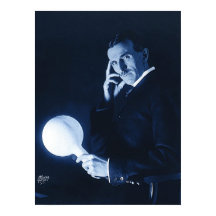 Nikola Tesla démontrant l'énergie sans fil vers 19