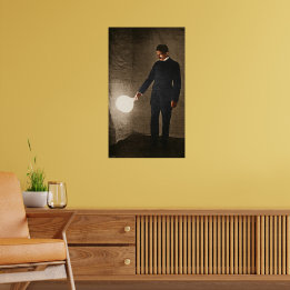 Poster Nikola Tesla tenant une ampoule électrique