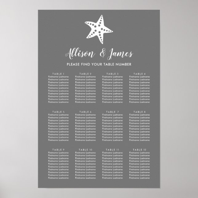 Poster N'importe quelle couleur Mariage Starfish Signe du (Devant)