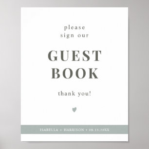 Poster NINA Sage Green S'Il Vous Plaît Signer Notre Livre