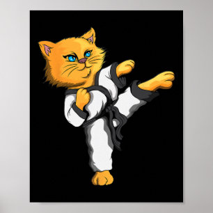 Poster Ninja Cat Karate Martial Arts Taekwondo Chat Propr
