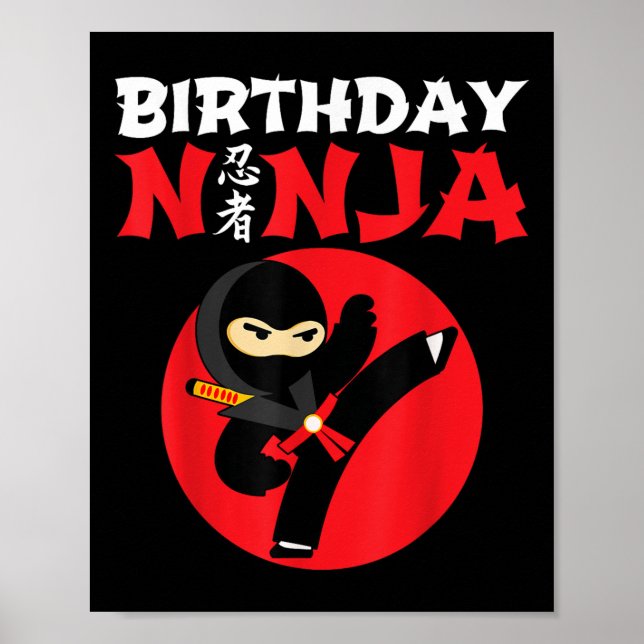 Poster Ninja d'anniversaire - Fête d'anniversaire de ninj (Devant)