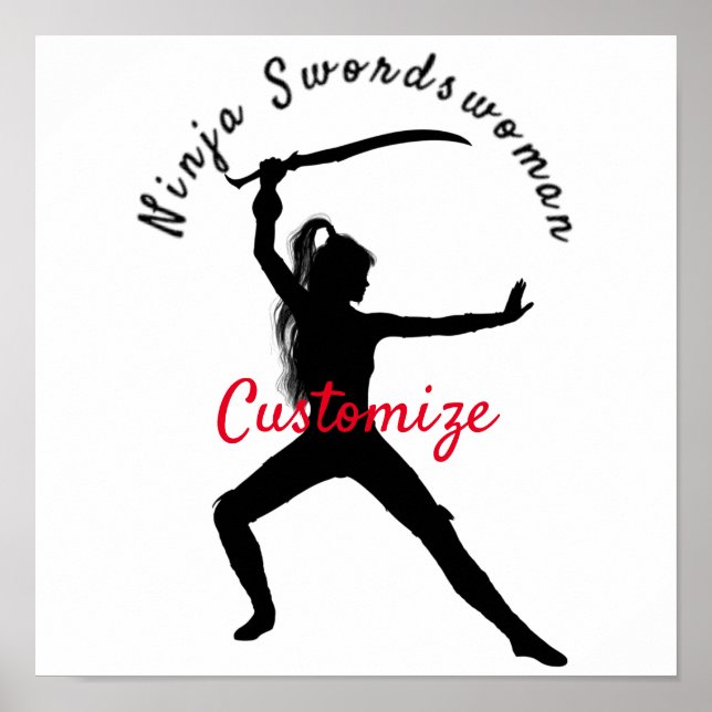 Poster Ninja Swordswoman Silhouette Thunder_Cove (Devant)