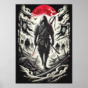 Poster Ninja Warrior dans le champ de bataille de la Lune