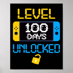 Poster Niveau 100 Jours De L'École Déverrouillé École Fun