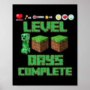 Poster Niveau 100 Jours De L'École Déverrouillé Jeu Pixel