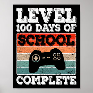 Poster Niveau 100 Jours d'école complets Vidéo de garçons