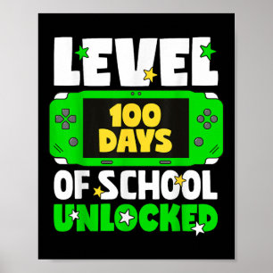 Poster Niveau 100 Jours D'École Déverrouillé Garçons De J