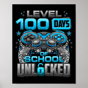 Poster Niveau 100 Jours D'École Déverrouillés Garçons 100