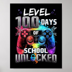 Poster Niveau 100 Jours D'École Déverrouillés Garçons 100