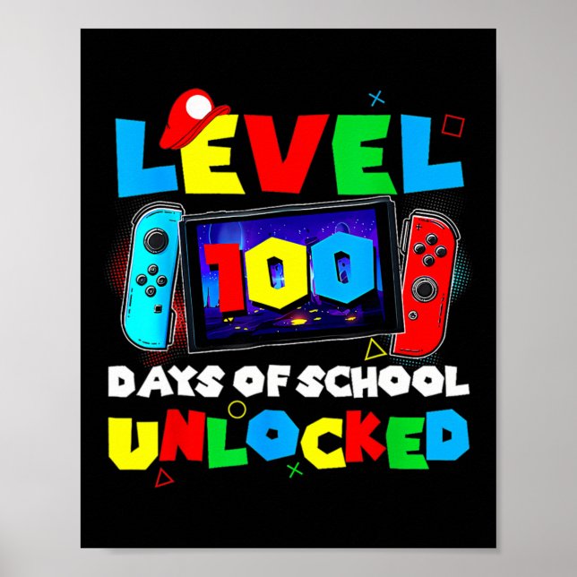 Poster Niveau 100 Jours D'École Jeux Vidéo Déverrouillés  (Devant)