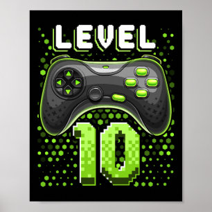 Poster Niveau 10 Contrôleur de jeu vidéo 10e Anniversaire