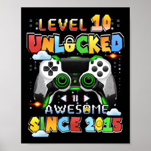 Poster Niveau 10 Jeu vidéo déverrouillé 10 ans 10 Birt