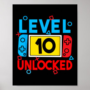 Poster Niveau 10 Joueur déverrouillé 10e Anniversaire Jeu