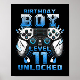 Poster Niveau 11 Débloqué Joueur de jeux vidéo 11e annive