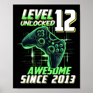 Poster Niveau 12 Débloqué Incroyable Depuis Anniversaire 