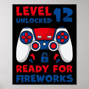 Poster Niveau 12 Débloqué Jeu d'anniversaire 12 ans 4 jui