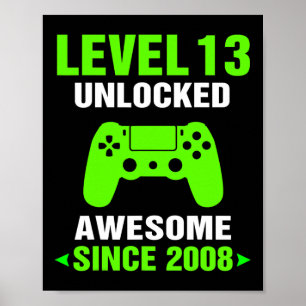 Poster Niveau 13 Débloqué Incroyable Jeu Vidéo 2008 13e A