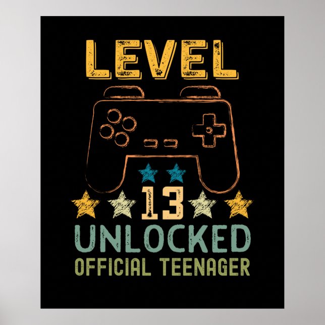 Poster Niveau 13 déverrouillé adolescent officiel amusant (Devant)
