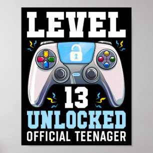 Poster Niveau 13 Jeu vidéo déverrouillé 13e Jeu d'anniver