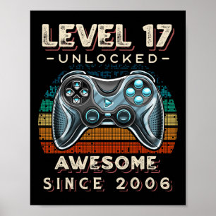 Poster Niveau 17 Jeu vidéo déverrouillé 17e anniversaire 