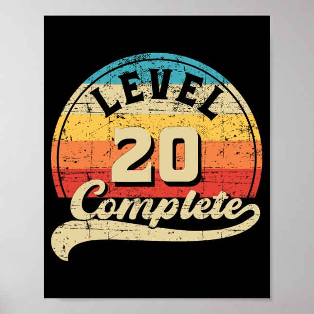 Poster Niveau 20 Gamer Complet Tee 20e Mariage Anniversa (Devant)