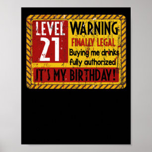 Poster Niveau 21 Ans 21e Anniversaire Avertissement Final