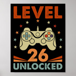 Poster Niveau 26 Jeu vidéo déverrouillé 26e anniversaire 