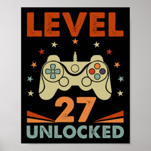 Poster Niveau 27 Jeu vidéo déverrouillé 27e anniversaire 