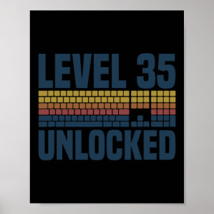 Poster Niveau 35 Débloqué 35e Anniversaire 35 Ans Vidéo
