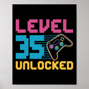 Poster Niveau 35 Jeu déverrouillé Anniversaire