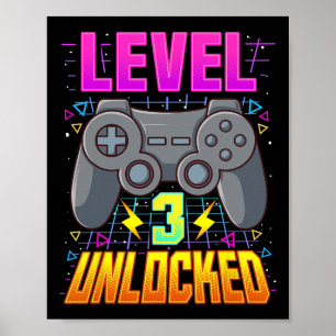 Poster Niveau 3 Débloqué T-Shirt Jeu Vidéo Garçons 3e Ann