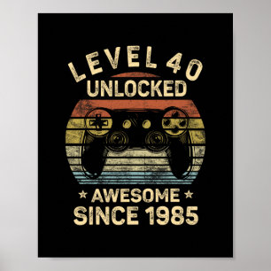 Poster Niveau 40 débloqué 40e anniversaire Cadeaux pour q