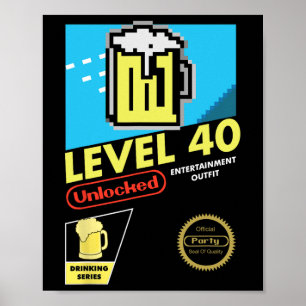 Poster Niveau 40 Jeu vidéo déverrouillé 40e anniversaire