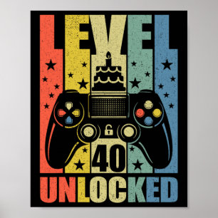 Poster Niveau 40 Jeu vidéo déverrouillé Jeu 40e Anniversa