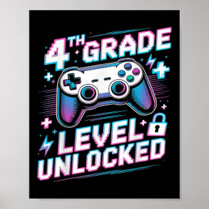 Poster Niveau 4e débloqué Jeu vidéo Premier jour Garçon