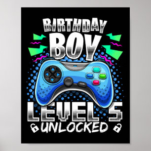 Poster Niveau 5 Débloqué Jeu Vidéo 5ème Anniversaire Game